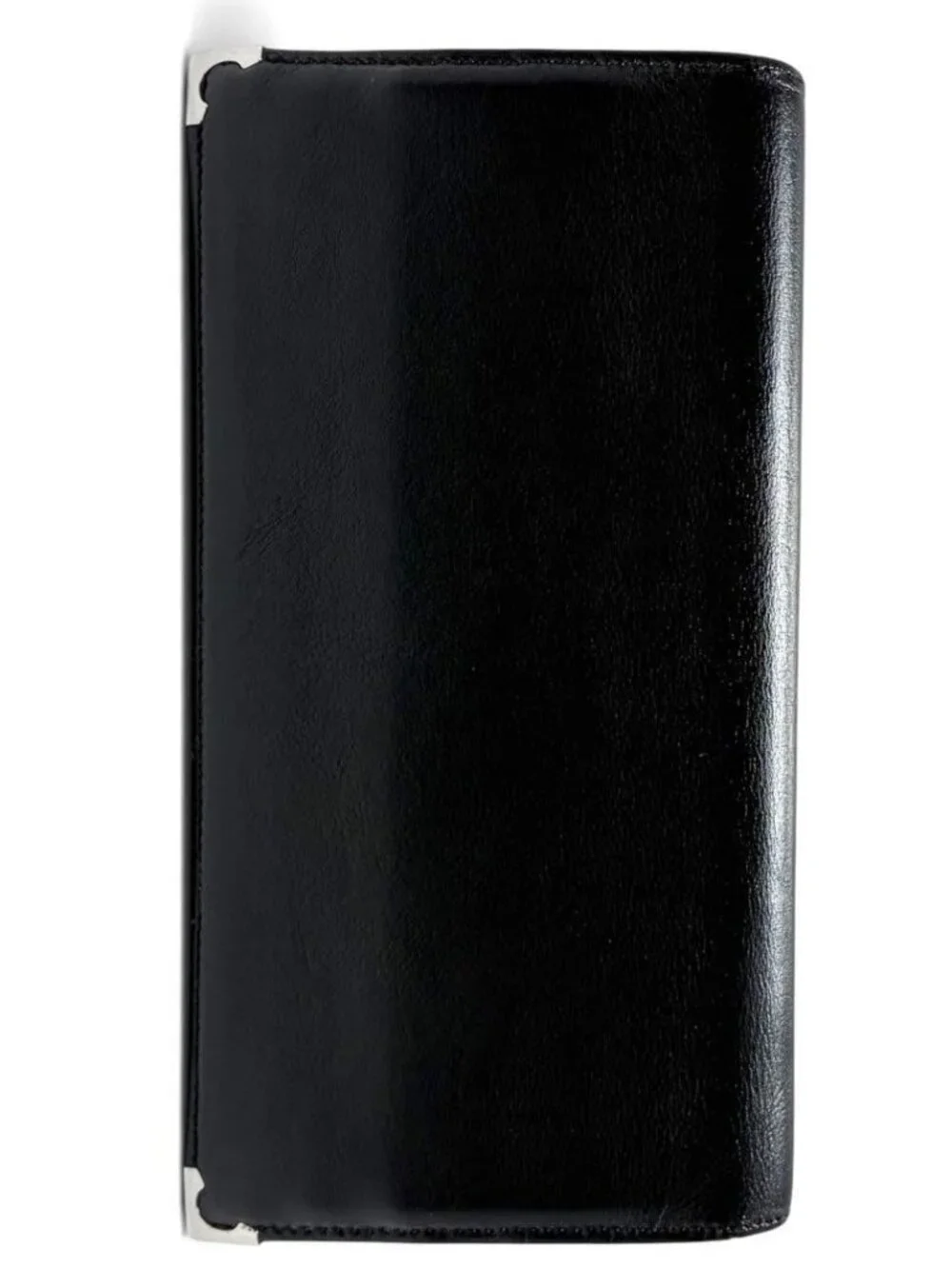 Excellent Cartier Black Leather Long Wallet Bill/Card Case w/ Card